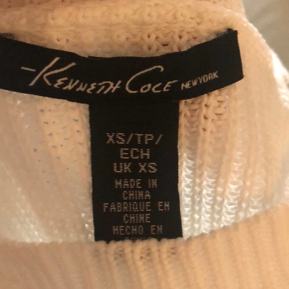 Kenneth Cole Blouse Women Sweater Short Sleeve Faux Leather White Extra Small - Picture 6 of 7